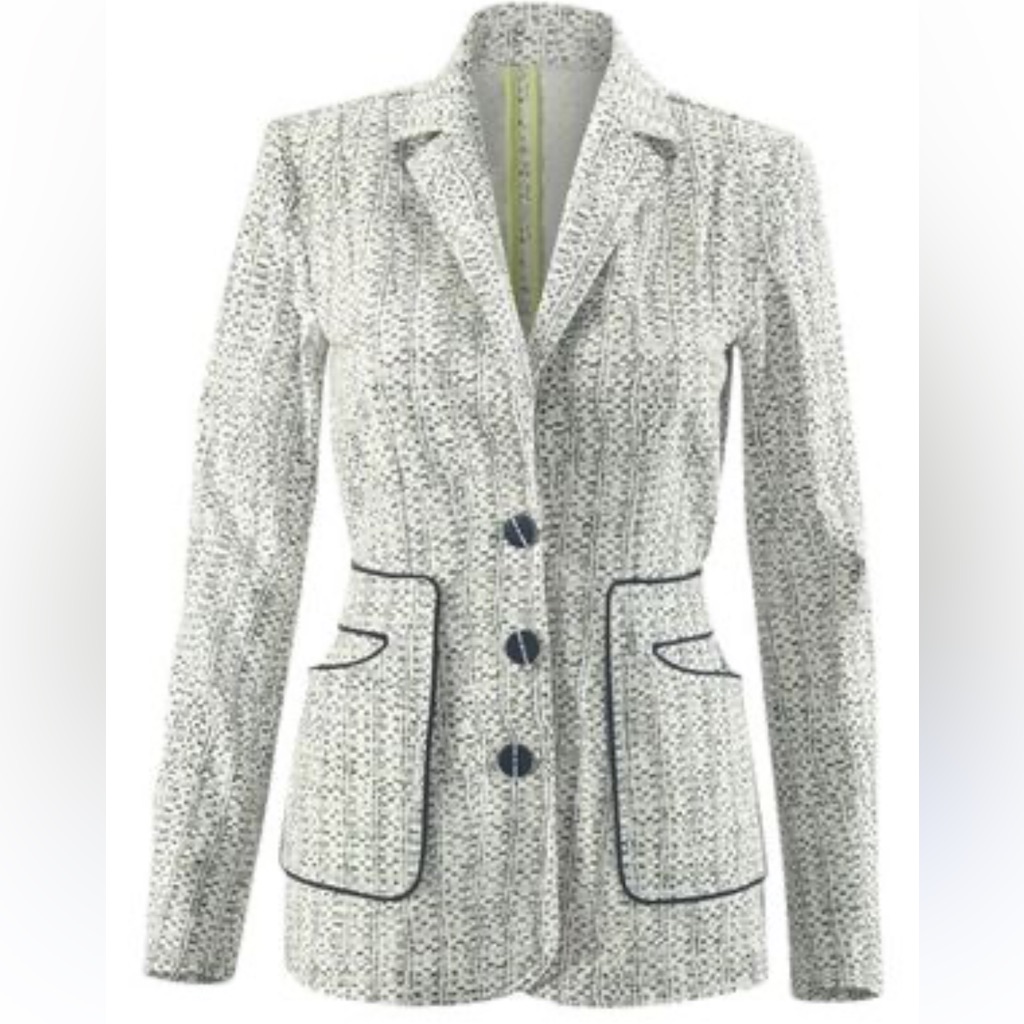 Cabi Code Blazer #204 White Navy Blue Career 2